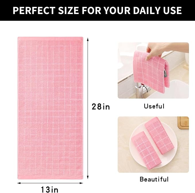 Homaxy 100% Cotton Terry Kitchen Towels, Checkered Designed, Soft and Super - Image 5