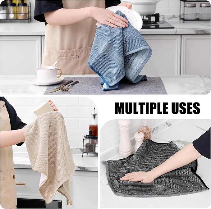 Homaxy Premium Kitchen Towels, Large Cotton Kitchen Hand Towels, Flat and Terry - Image 4
