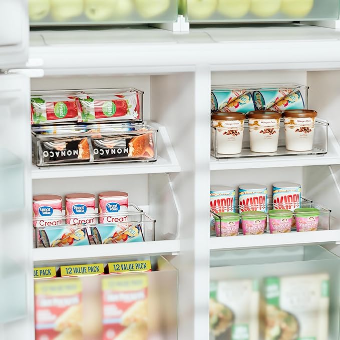 4 PACK Freezer Organizer Bins Clear Stackable Storage Bins - Image 2