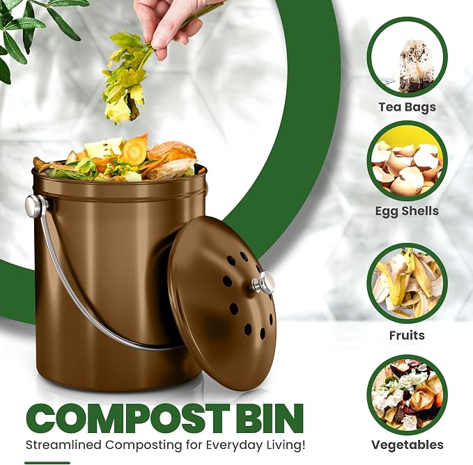 Utopia Kitchen Compost Bin for Kitchen Countertop, 1.3 Gallon Compost Bucket - Image 4
