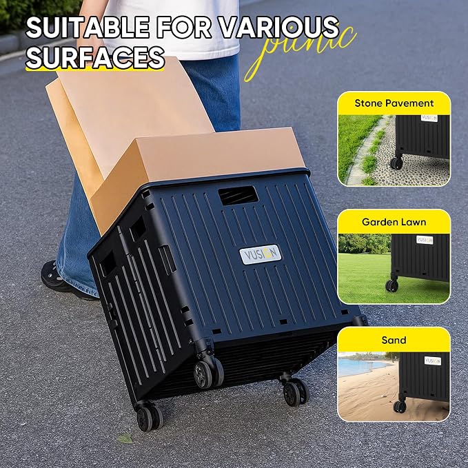 VUSIGN Folding Utility Cart, Foldable Rolling Crate Handcart - Image 5