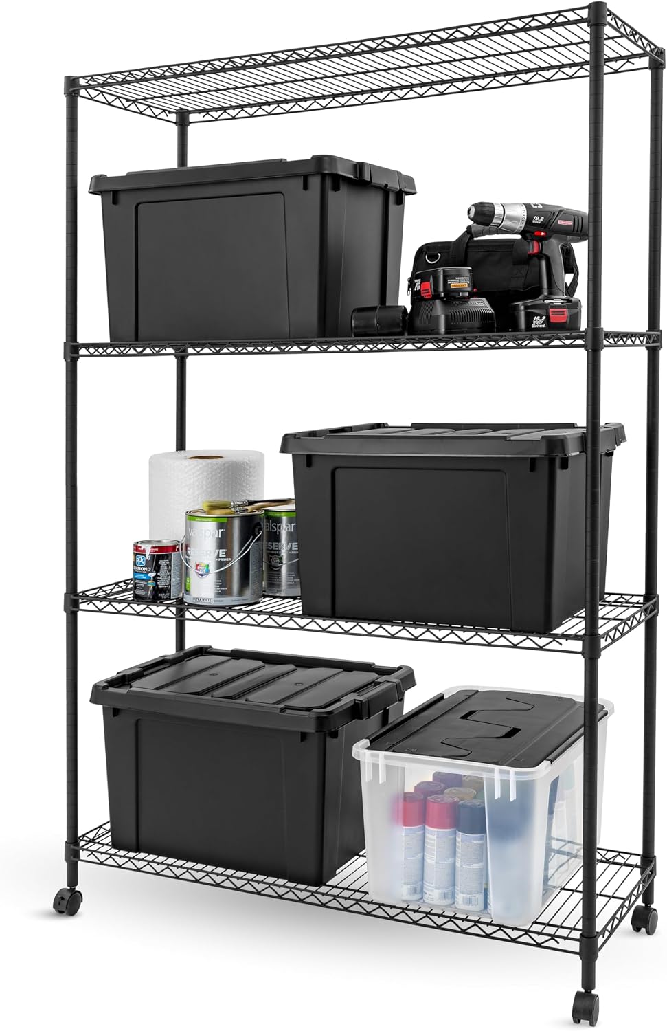 IRIS USA, Inc. 4-Tier Adjustable Heavy Duty Steel Storage Rack with Removable...