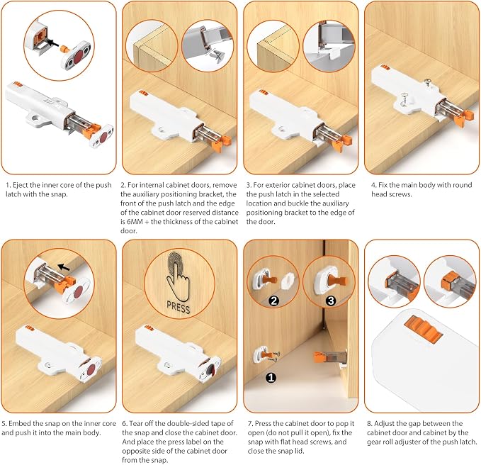 Jiayi Push to Open Door Catches Heavy Duty 2 Pack Push Opener Door Latch - Image 7