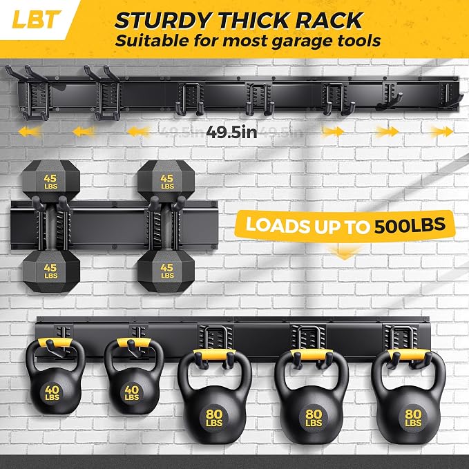 LBT 49.5"Garage Tool Organizer Wall Mount 500lbs Garden Tool Organizer - Image 3
