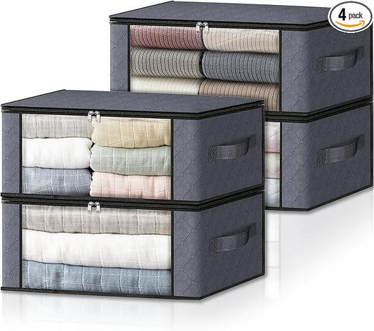 HomeHacks Storage 4-Pack Clothes Organizer Storage Bags Foldable Storage Box by HomeHacks