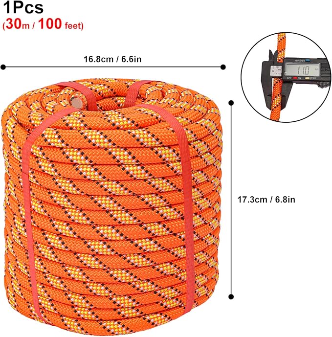 1/2 Inch 100 FT Tree Felling Rope, Professional Static Rope, Bull Pulling - Image 2