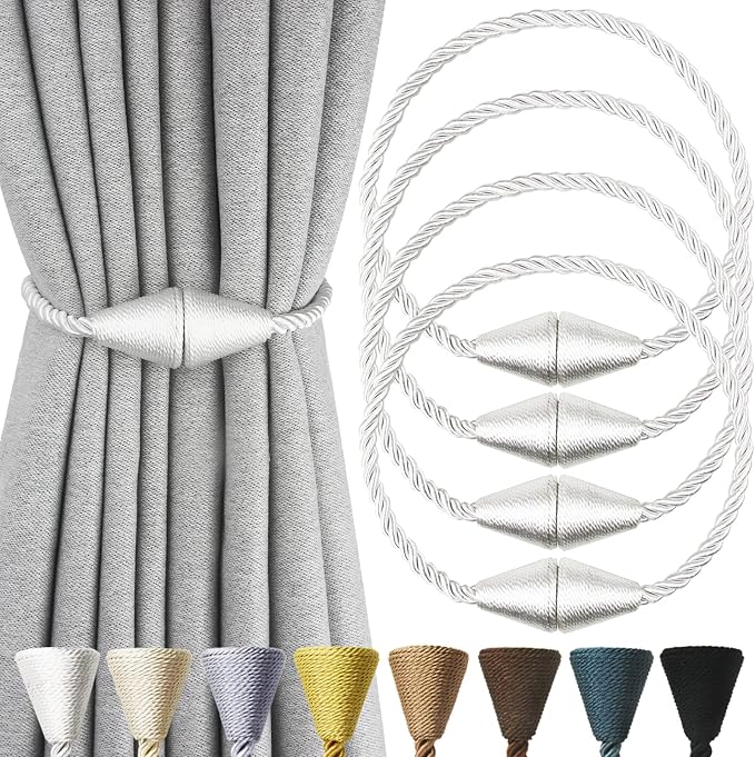 4 Pack Magnetic Curtain Tiebacks Rope Modern Handmade Curtain Tie Backs by CurtianTiebacks