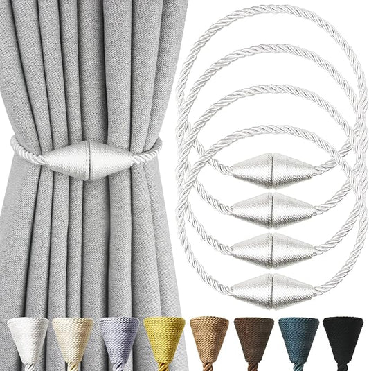 4 Pack Magnetic Curtain Tiebacks Rope Modern Handmade Curtain Tie Backs by CurtianTiebacks