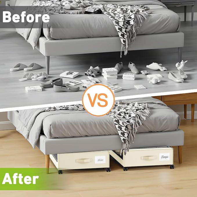 Under Bed Storage with Wheels, Under the Bed Storage Containers with Clear Lids - Image 7