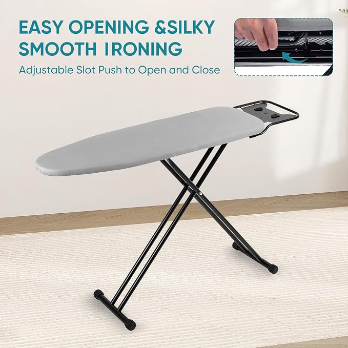 Ironing Board 13" X 43" W/Height Adjustable, Safety Iron Rest, Extra Heavy Cover - Image 4