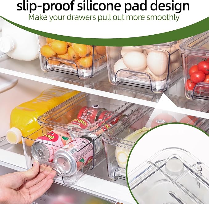 4 Pack Fridge Organizer Drawers, Stackable Pantry Organizers and Storage - Image 6