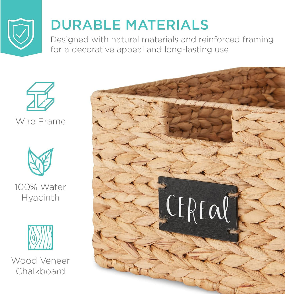 Best Choice Products Pantry Baskets Set of 2 16x12in Water Hyacinth Storage B...