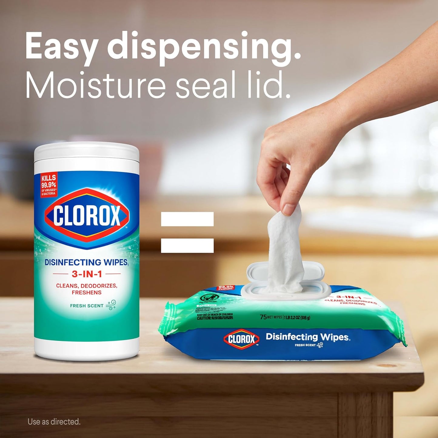Clorox Disinfecting Wipes, Fresh Scent, 75 Count, 3 Pack