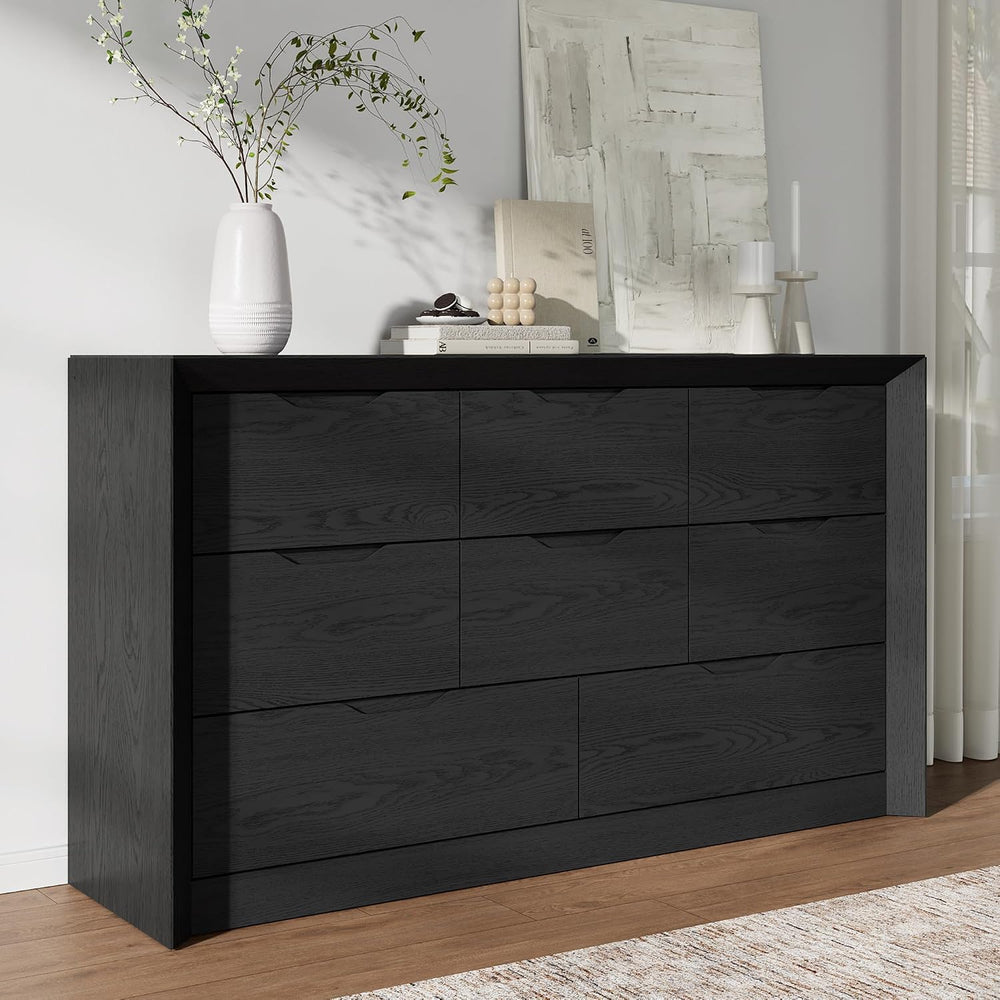 YANSNWO Black 8 Drawer Dresser for Bedroom, 55" Wide Chest of Drawers