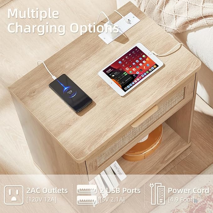 LEYAOYAO Rattan Nightstands Set of 2 - Image 4