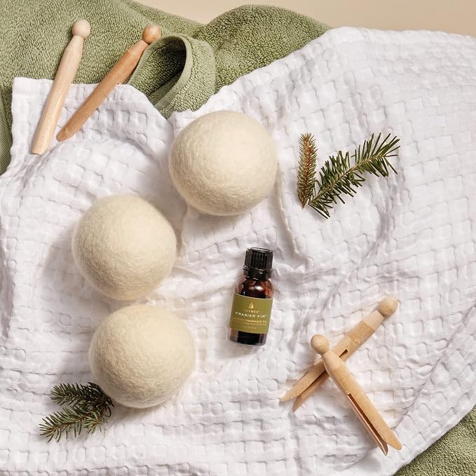 Thymes Wool Dryer Balls Set – Includes 3 Wool Laundry Balls + 1 Scented Laundry - Image 2