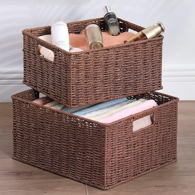 HOONEX Large Woven Storage Baskets, Paper Rope - Image 5