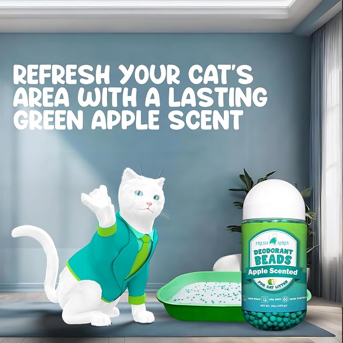 Cat Deodorant Beads | Green Apple Scent, Low-Dust & Non Toxic Litter Box - Image 5