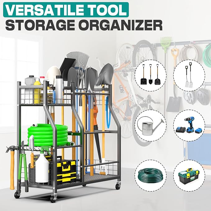 EVERHANGER Garden Tool Organizer Stand, Garage Tool Storage Organization - Image 5