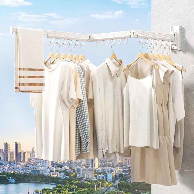 J-type Hooks Wall Mounted Clothes Rack, Collapsible - Image 2