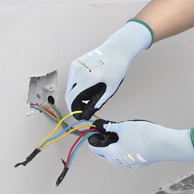 6-Paris Large Work Gloves for Men and Women, Nitrile Coated Safety Protective - Image 3