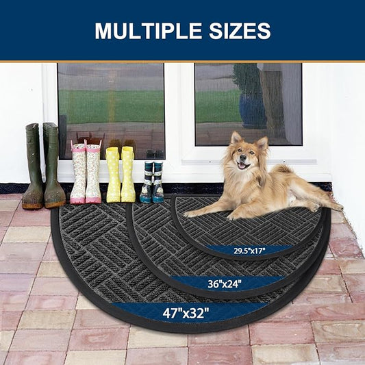 Smiry Half Circle Front Door Mat Outside Entrance, Heavy Duty Outdoor Indoor - Image 2