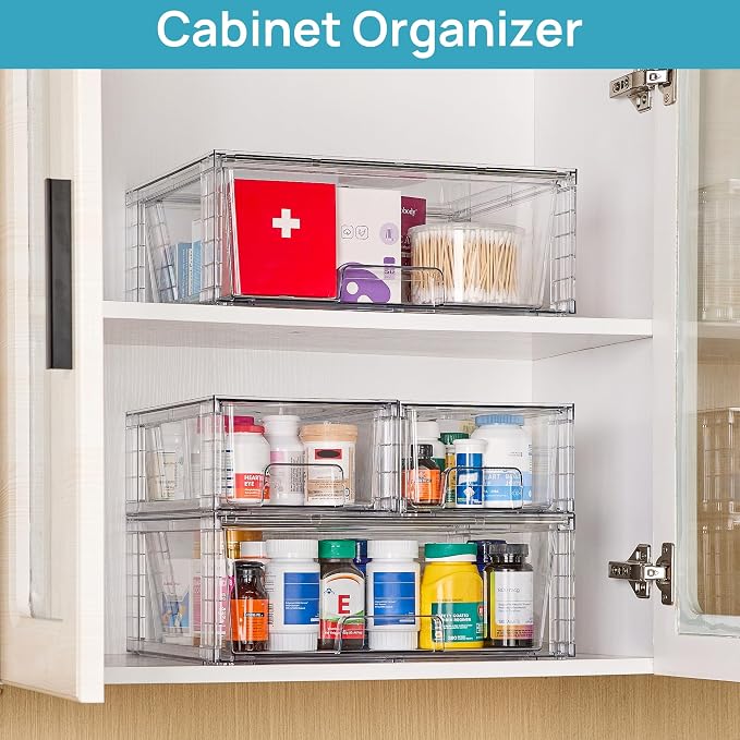 Vtopmart 3 Pack Stackable Storage Drawers, Easily Assemble Acrylic Bathroom - Image 8