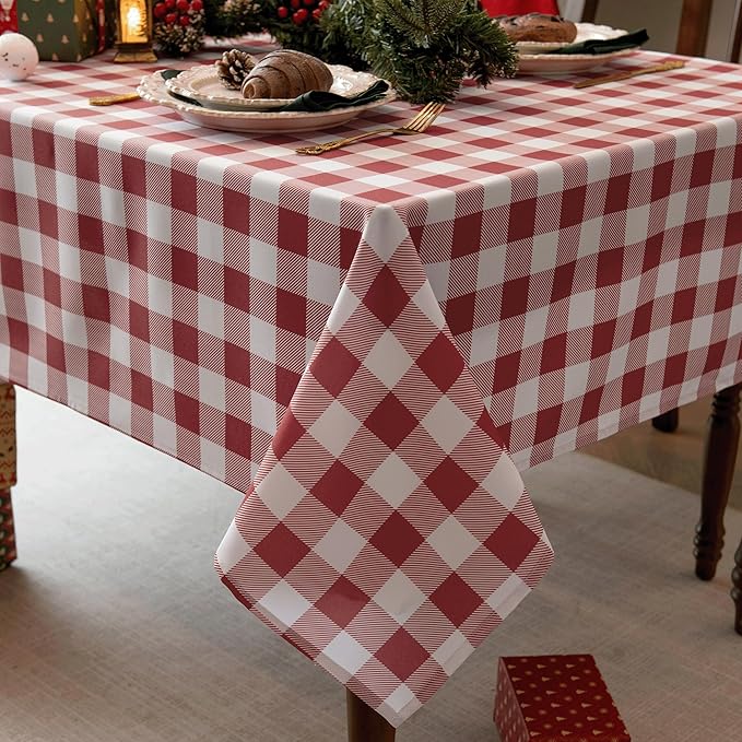 Classic Gingham Buffalo Tablecloth Fabric by Essifunia