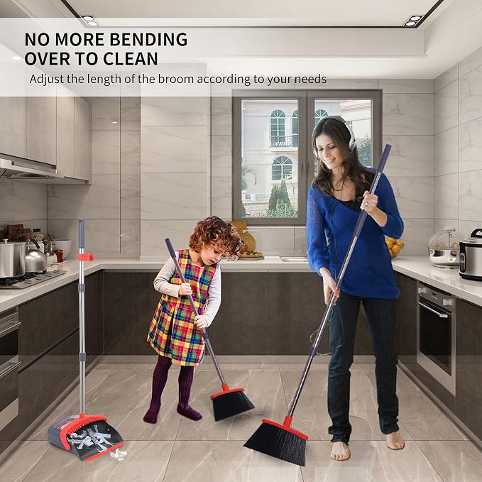 Broom with Dustpan Combo Set Broom and Dustpan Set Dust Pan with Stainless - Image 3