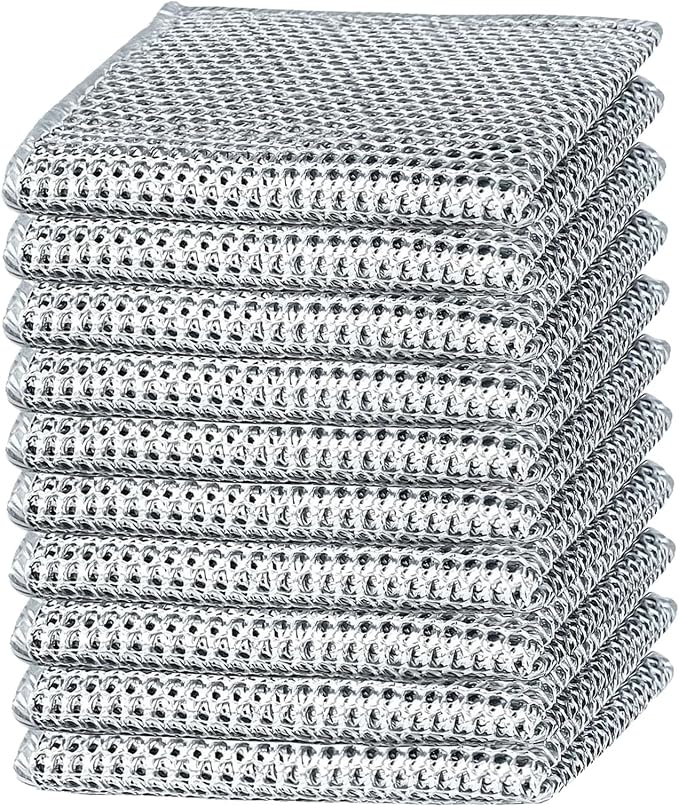 10PCS Double Wet and Dry Wire Dishcloth, Stainless Steel Scrubber, Non-Scratch by Unknown