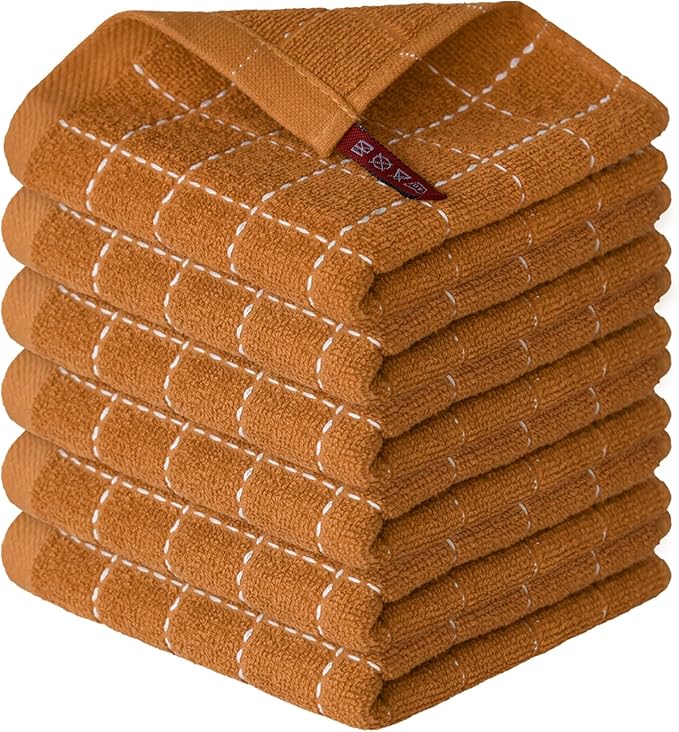 Artoid Mode Checkered Designed Cotton Caramel Terry Kitchen Dish Cloths by ArtoidMode