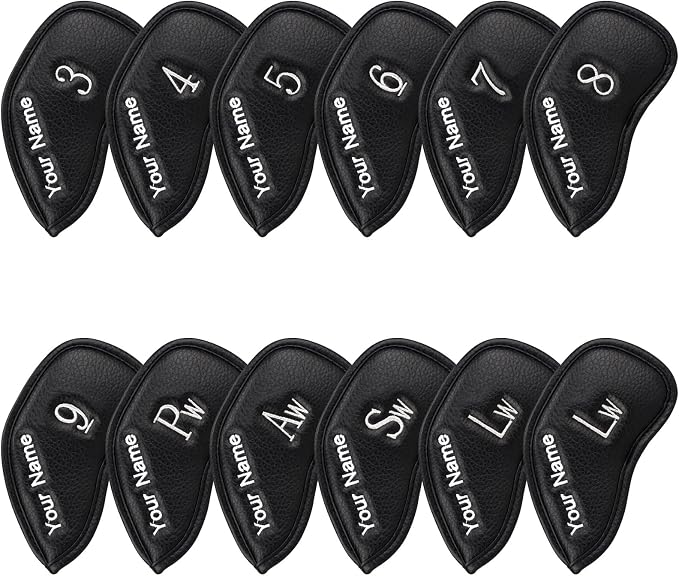 CRAFTSMAN GOLF 12pcs or 1pc Thick Synthetic Leather Golf Iron Head Covers Set by CRAFTSMANGOLF