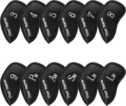 CRAFTSMAN GOLF 12pcs or 1pc Thick Synthetic Leather Golf Iron Head Covers Set by CRAFTSMANGOLF