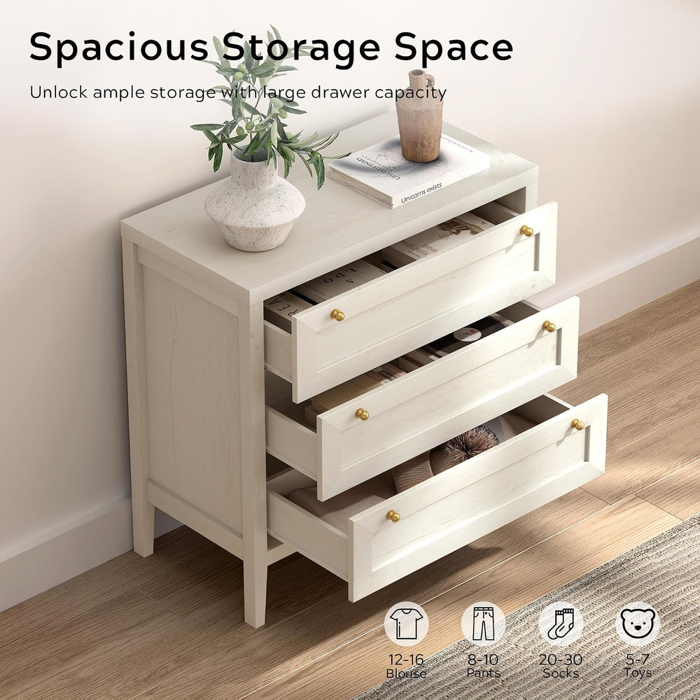EYYTHUNG 3 Drawer Dressers Set of 2 for Bedroom, Farmhouse Chest of Drawers w...