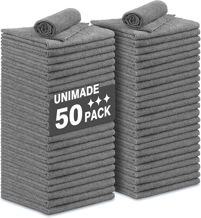 Microfiber Cleaning Cloth, 50 Pack Microfiber Towels by Unimade