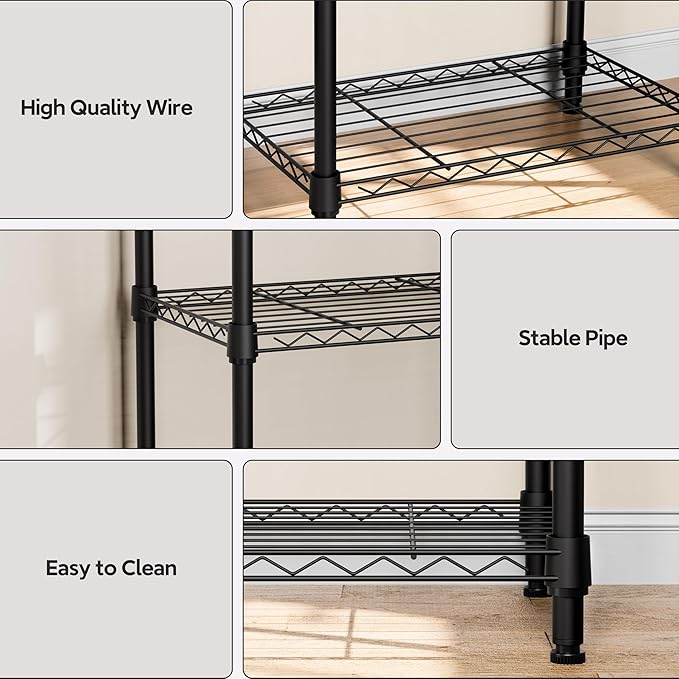 4 Tiers Shelf Metal Storage Shelves Wire Rack Closet Organizers - Image 4