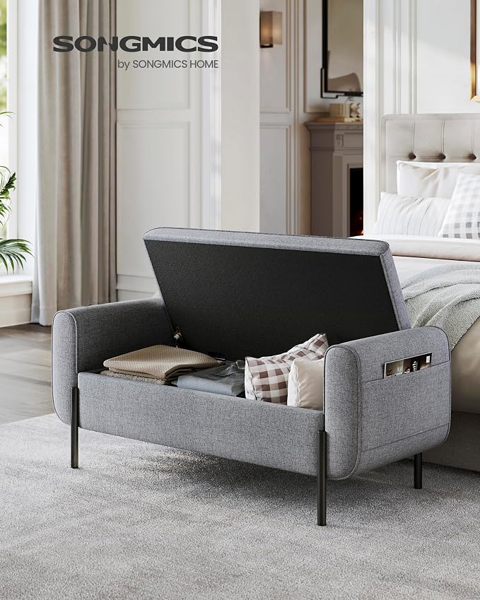 SONGMICS Storage Bench with Armrests, Ottoman - Image 4