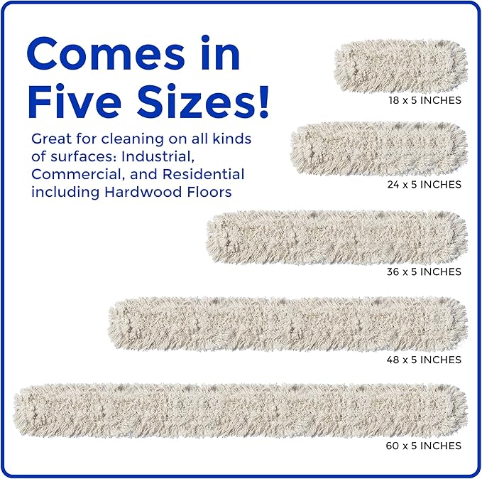 Nine Forty Industrial-Grade 24x5 Cotton Dust Mop Head Refills, Perfect - Image 2