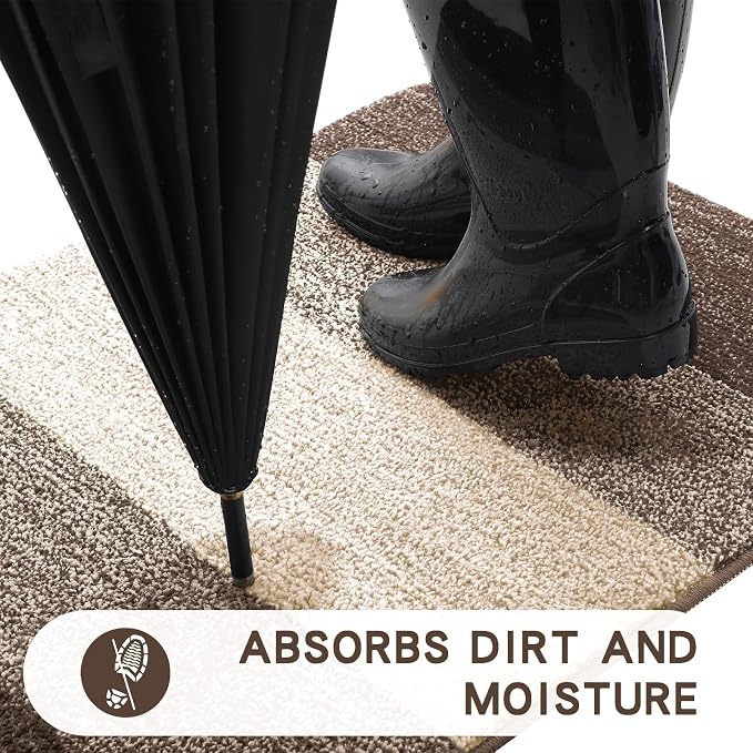 Kitinjoy Indoor Outdoor Door Mat, 71x47 Non-Slip Absorbent Dirt Trapper - Image 2
