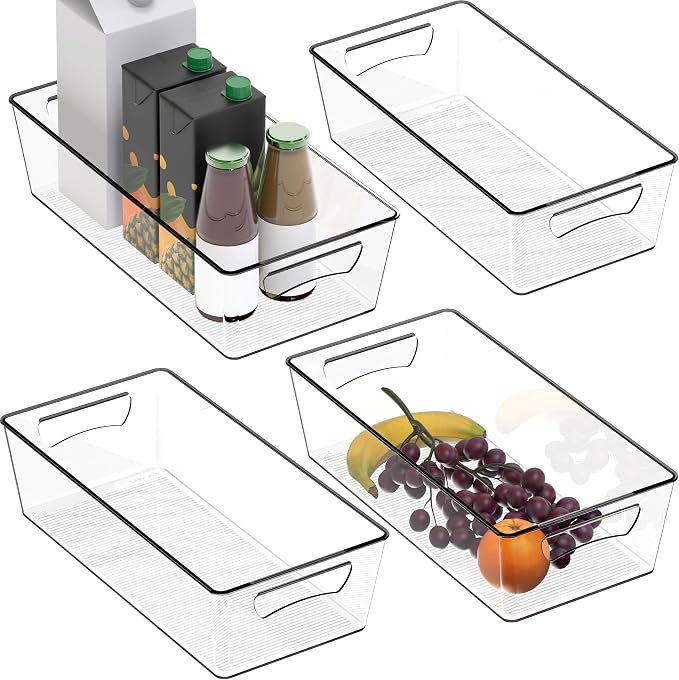 Simple Houseware 4 Pcs Pantry Clear Bin Storage Organizer by SimpleHouseware