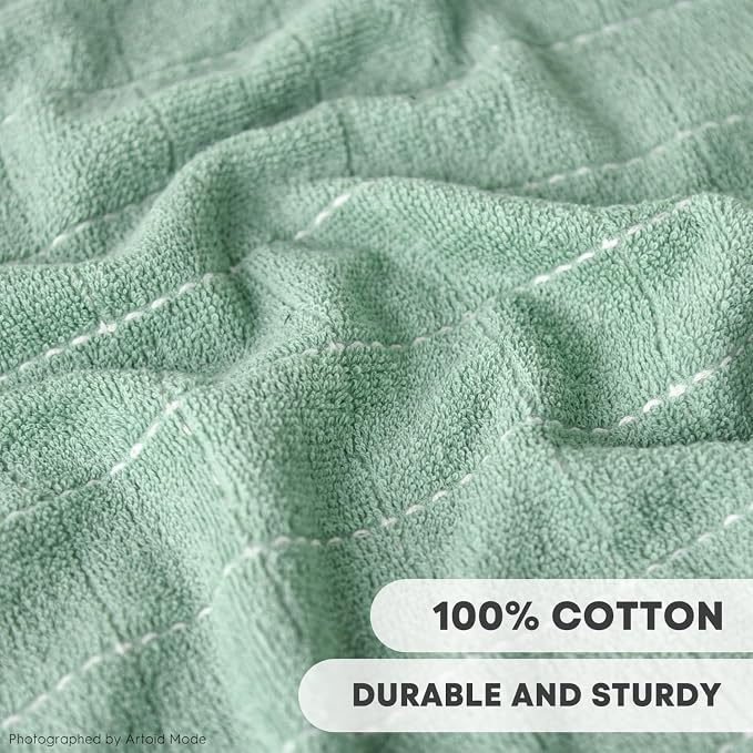 Artoid Mode Checkered Designed Cotton Dark Green Terry Kitchen Dish Towels - Image 3