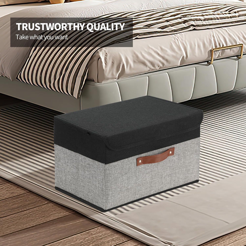 SAMORADREA 8 Pack Linen Foldable Storage Box Containers Fabric Bins with Lids...