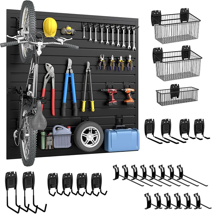 DoCred Slatwall Paneling Organizer, 4x4 FT PVC Garage Slat Wall Storage Systems by DoCred