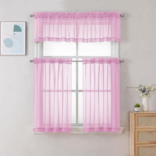 Chyhomenyc Sheer Valances for Windows 2 Pack, Small Window Curtains for Living - Image 2