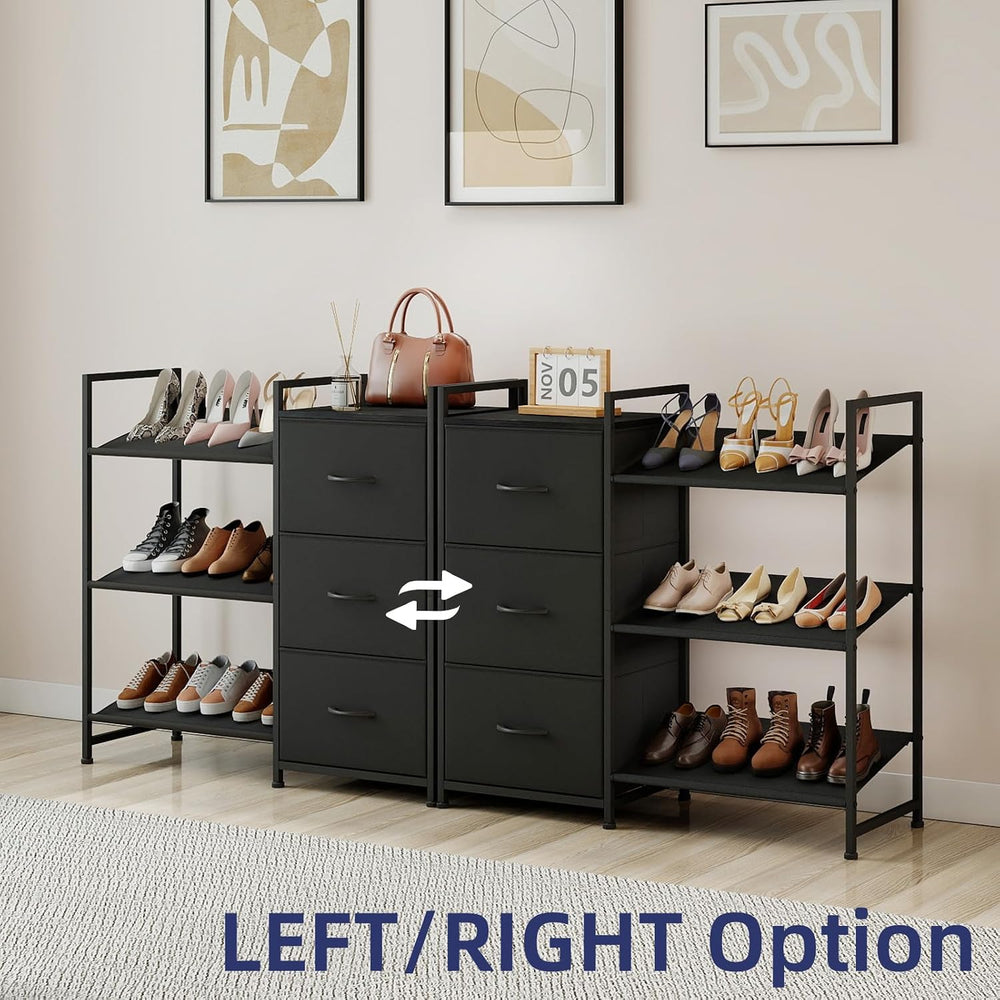 Somdot Shoe Rack, 3 Tier Shoe Organizer with 3 Drawers, Shoe Storage Shelf
