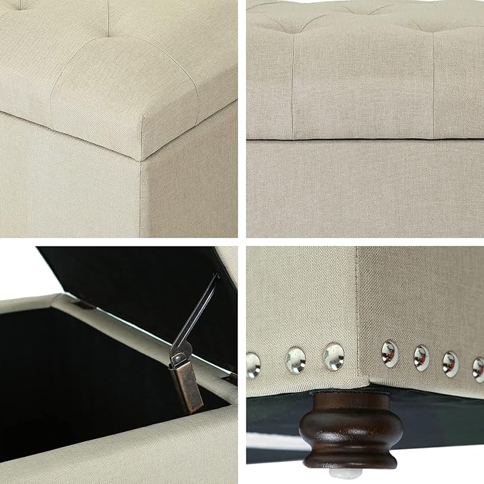 Joveco Storage Ottoman Bench Rectangular Fabric Organization Tufted Footrest - Image 5