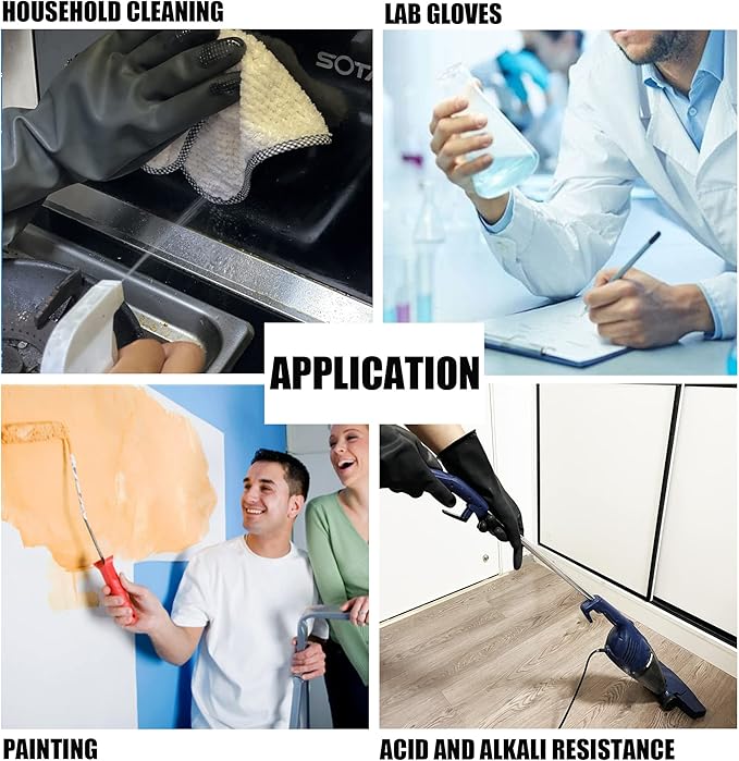 Chemical Resistant Latex Gloves, Cleaning Protective Safety Work Heavy Duty - Image 6