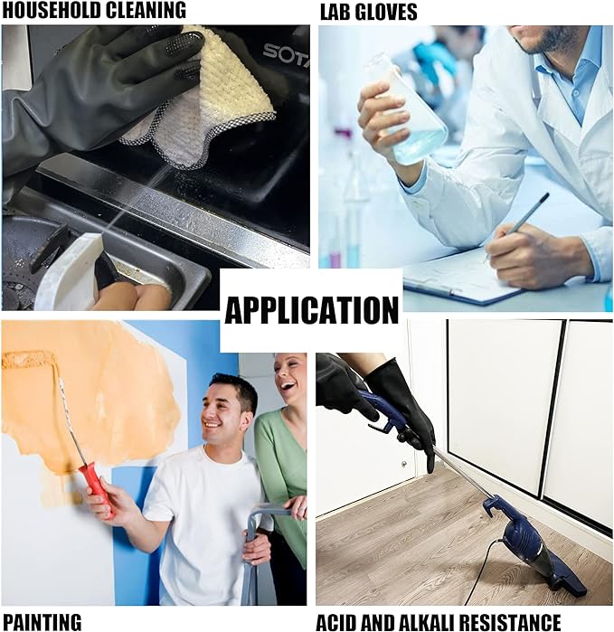Chemical Resistant Latex Gloves, Cleaning Protective Safety Work Heavy Duty - Image 6