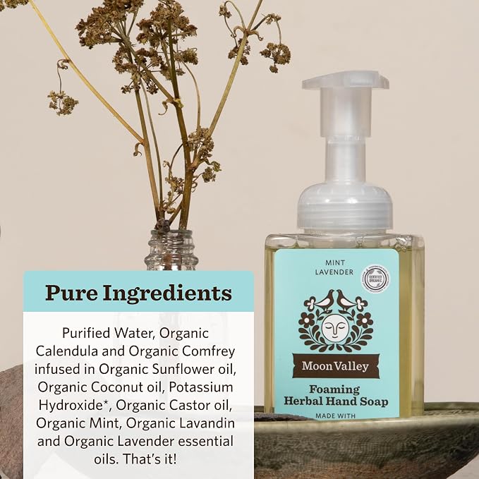 Moon Valley Herbal Foaming Hand Soap, Mint Lavender Two Pack, Recyclable Bottle - Image 3