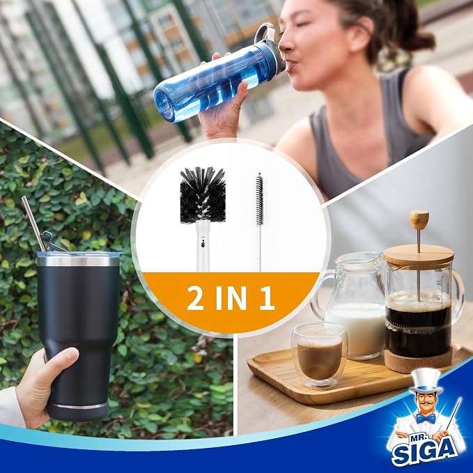 MR.SIGA Water Bottle Brush and Straw Cleaner Brush, Long Handle Bottle Cleaner - Image 5